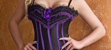 [NEW] Corset hyper sexy violet et noir, dentelles et satin Lalita Chilirose