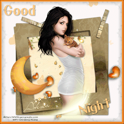 Good Night - Femme - Sexy - Chaton - Gif scintillant - Gratuit