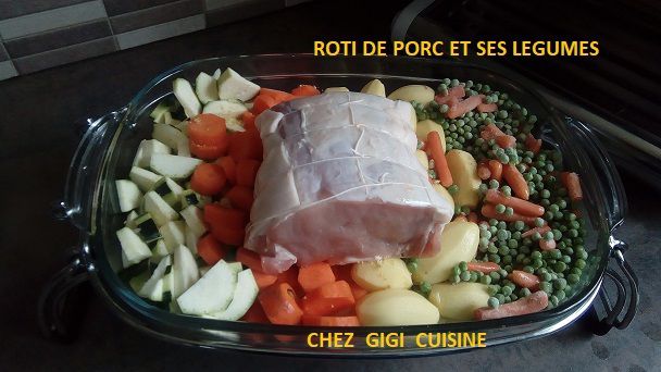 ROTI DE PORC DANS LE FILET ET SES LEGUMES