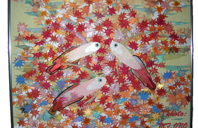 Art textile sur le thème des poissons.