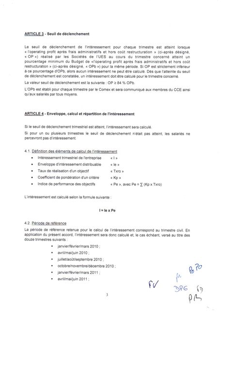 ACCORD SUR L'INTERESSEMENT TRIMESTRIEL 2010-2011 ET 2012 signé par les syndicats SOD et CFTC avec d'autres.