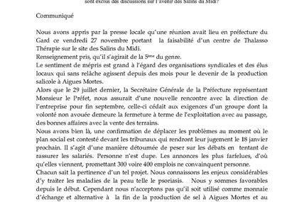 Pourquoi les élus locaux et les representants du personnel sont exclus des discussions sur l'avenir des Salins du Midi ?