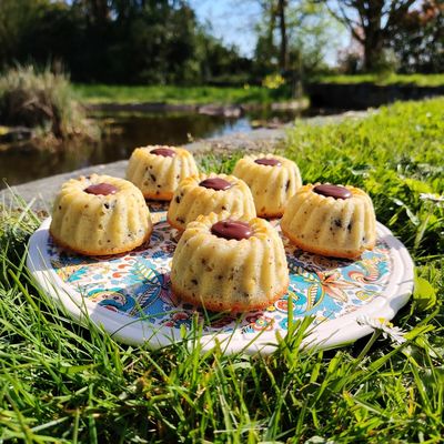 Moelleux tigrés aux amandes, cœur fondant au chocolat 