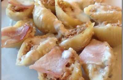Conchiglie au poulet et aux noix, sauce au roquefort (tour en cuisine 170) 
