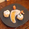 Chou Farcis au lard bille de carotte et navet, Chantilly au lard et ses 2 purées navets,carottes