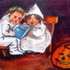 couple enfants halloween