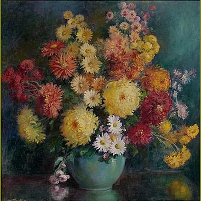 Les fleurs par les grands peintres -  Juliet Burdoin - chrysanthèmes