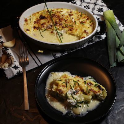 GRATIN DE POIREAUX CHÈVRE ET FROMAGE BLANC