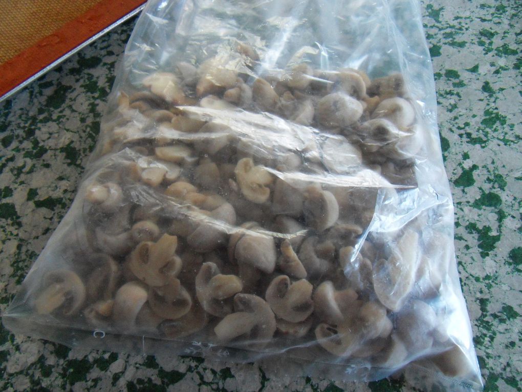 Champignons des près que j'ai congelé individuels pour mettre sur les prochaines pizzas maison...