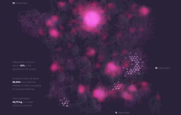Carte de France de la pollution numérique