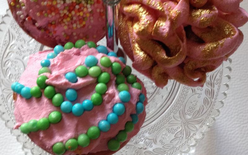 Cupcake de princesse rose & or