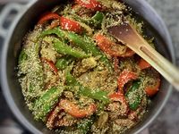 Boulgour aux poivrons, oignons et curry