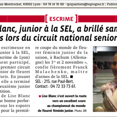 Journal "Le progrès" 30/09/14