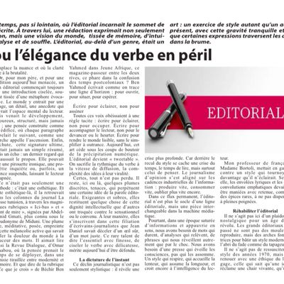 L’éditorial ou l’élégance du verbe en péril. 