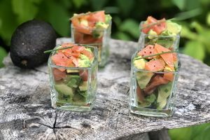 Verrine avocat et truite fumée du Vercors