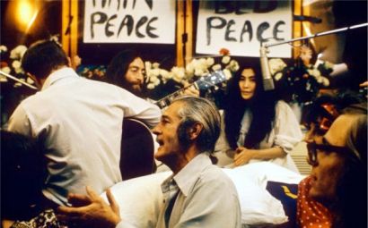 June 1st 1969, The Plastic Ono Band recorded 'Give Peace A Chance' during a 'bed-in' at the Hotel La Reine in Montreal, Canada. Producer Phil Spector, poet Allan Ginsberg and writer Timothy Leary all sang on the song