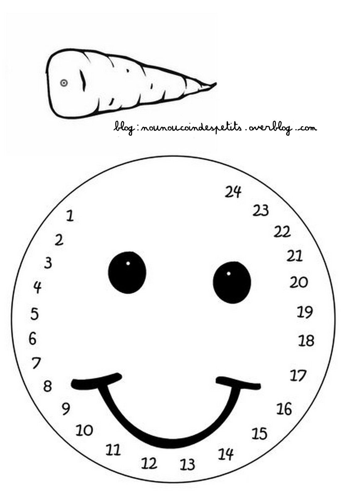 Patron Bonhomme De Neige A Imprimer noel .. "calendrier de l'avent bonhomme de neige" - Le blog de  nounoucoindespetits