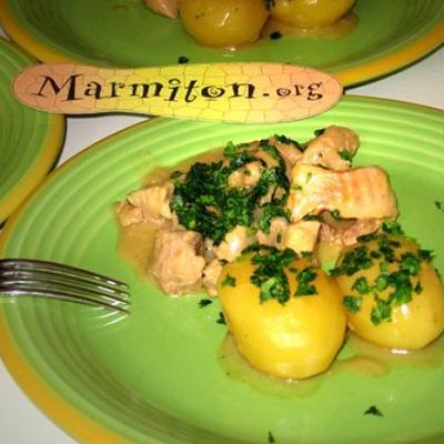Sauté de veau aux asperges  et pommes de terre 