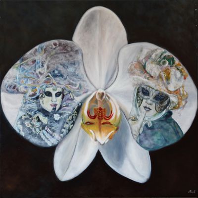 Orchidée (huile 80 x 80 cm)