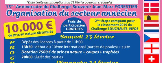 11ème INTERNATIONAL D'ANNECY : 2ème Etape du 7ème CHALLENGE EDUCNAUTE JEUNES 2019