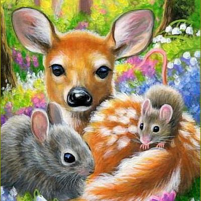 cerfs, biches, faons, chevreuils en peinture et illustrations -  Bridget Voth