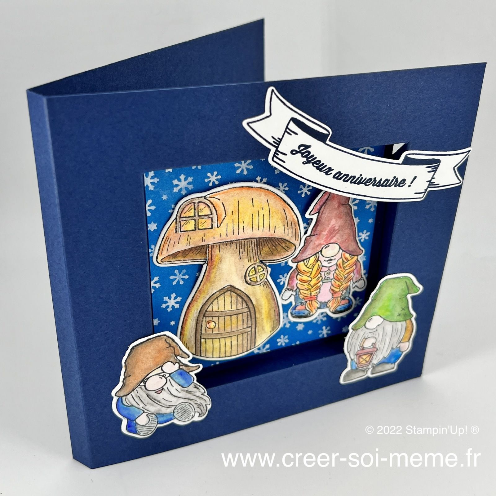 carte gentil gnomes stampin up cadre