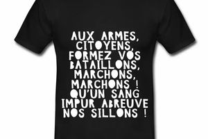 T shirt noir pour hommes de l'Hymne National français La Marseillaise B