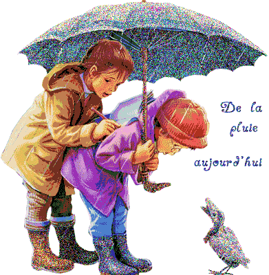 De la pluie aujourd'hui - Parapluie - Enfants - Martine - Gif scintillant - Gratuit