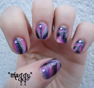 155° Nail art "Vrai Water marble"