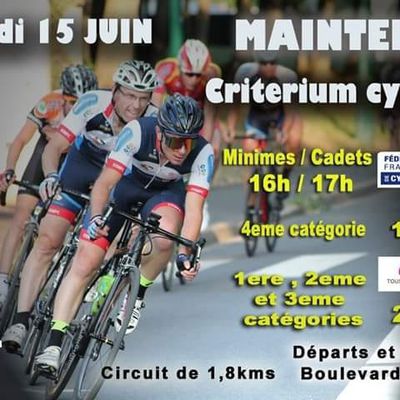 Critérium de Maintenon (28) le samedi 15 juin en minimes et cadets FFC et en UFOLEP