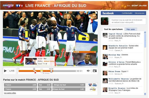 France - Afrique du Sud en live sur TF1.fr, Wat.tv et Iphone.