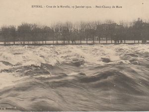 ÉPINAL, Les Bois de la Vierge, crue de la Moselle Avril 1895, et 19 Janvier 1910