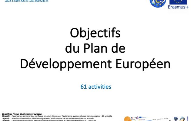 Accreditation 2023 Objectifs du plan de développement européen