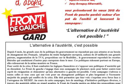 Voeux du Front de Gauche : le 24 janvier 2013