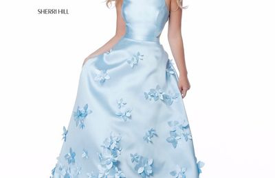 2018 Sherri Hill 51116 Light Blue Party Dresses