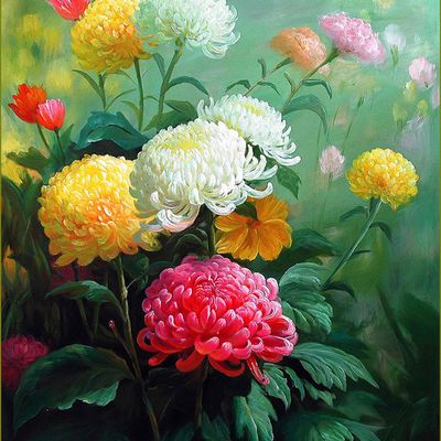 Les fleurs par les grands peintres -  Lee Yong Su - chrysanthèmes