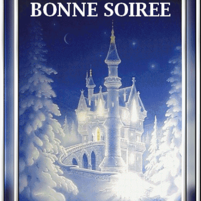 Bonne soirée - Château - Glace - Hiver - Gif animé - Gratuit