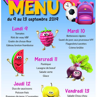 menu scolaire du 9 au 13 septembre 2019