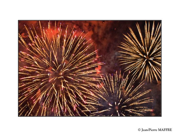 Les feux d’artifices sont toujours de très grands moments d’émotion par leur profusion de couleurs et de sons. Paris, 14 juillet 2008.