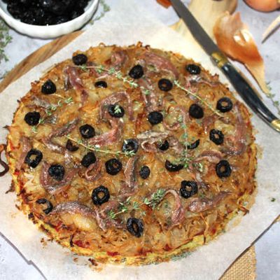 Pissaladière en croûte légère de chou-fleur