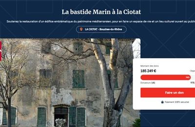 AVANT LE 31 DÉCEMBRE, UN DON POUR LA RESTAURATION DE LA BASTIDE MARIN