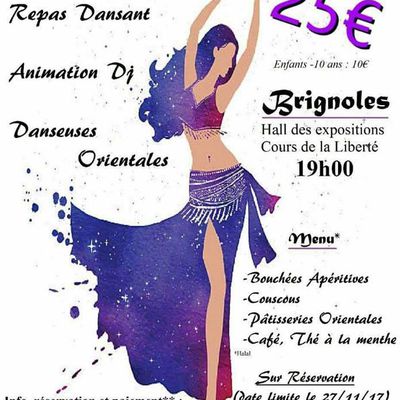 Samedi 2 Décembre 2017 couscous, Danseuses orientales à Brignoles (83) de l'Association Harkis du Var 