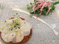 Dîner Jour 3 - - Restaurant Saint Malo, menu diététique. Carpaccio de coquilles St Jacques, poisson, crèpe... je me régale