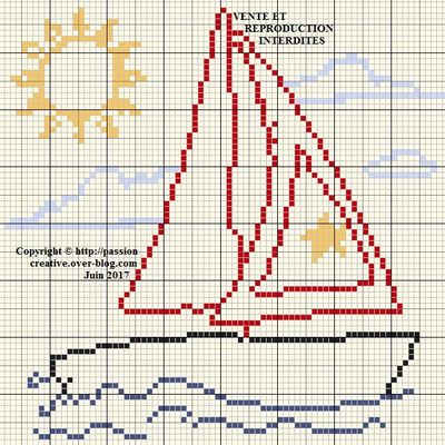 Grille gratuite point de croix : Un voilier