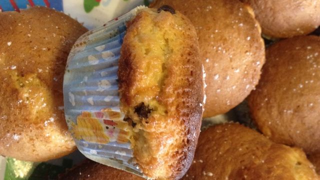 Muffins aux écorces d'orange confites et pépites de chocolat