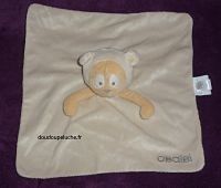doudou carré plat singe obaibi jaune beige, ENVOI POSSIBLE