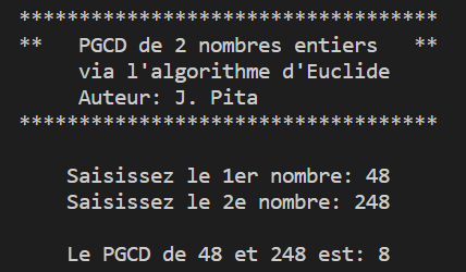 PGCD de 2 nombres