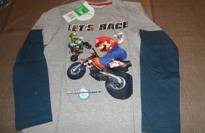 Super Mario Tee shirt manches longues gris