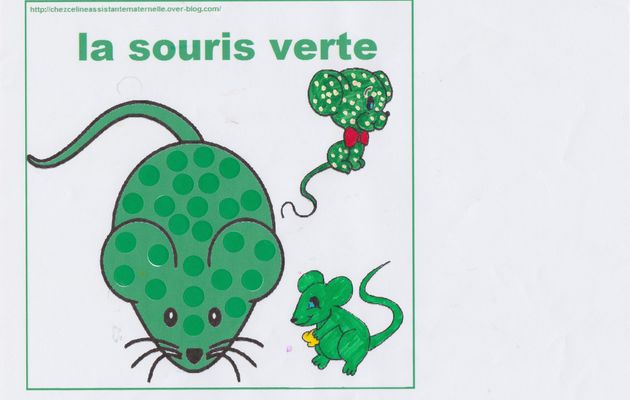 Une souris verte avec Gommettes