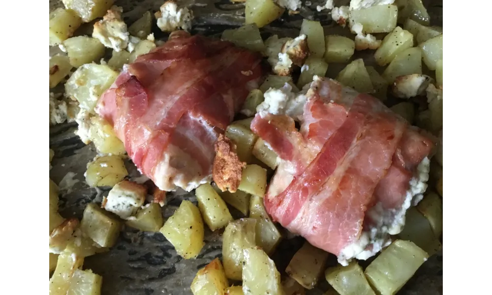 Escalopes farcies au Boursin et pommes de terre rissolées au four
